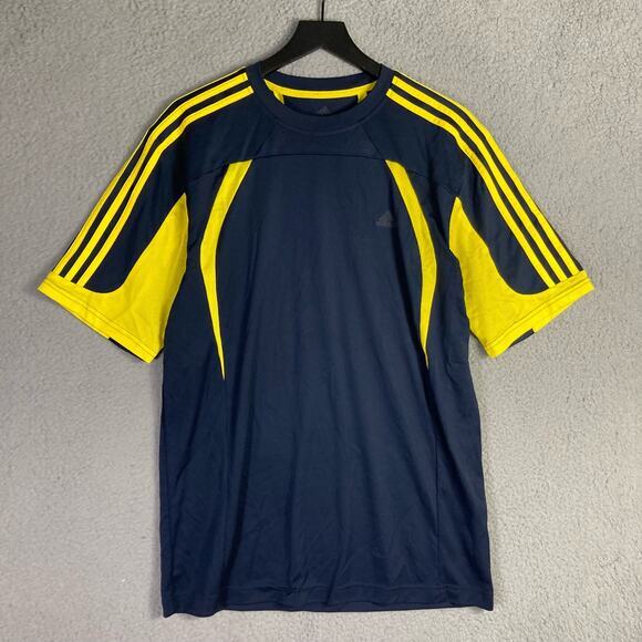 Adidas Men's Blue Climacool Striped T-Shirt‎ Soccer Jersey Size L Short Sleeve - Picture 10 of 10